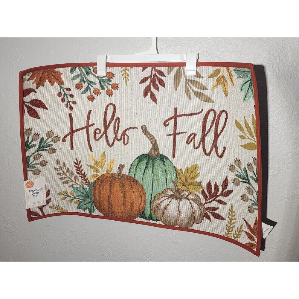 Perfect Harvest Tapestry Door Mat ~ Hello Fall 20" x 30" New